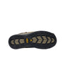 Sole of a shoe that is black and tan.
