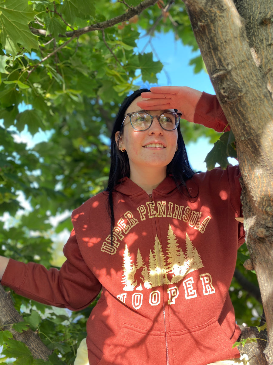 Upper Penninsula Yooper Full Zip Hoodie with Sasquatch