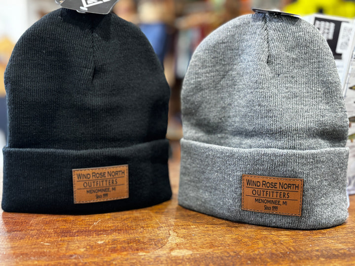 Wind Rose North Leather Patch Beanie