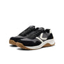 Black and gray sneakers with brown soles on a white background