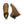 Brown leather boots with yellow laces on a white background