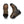 Pair of brown work boots with black soles on a white background