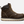 Dark brown boots that have black and yellow accents with a tan sole against a white background.