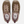 Top view of a pair of light brown shoes that has tan and dark purple accents and the Keen logo on the tongue of the shoe against a white background.