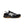 Black and white Keen safety shoes with brown sole on a white background