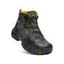 Gray and yellow safety boot on a white background