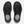 Top view of a pair of black sandals with grey accents against a white background.