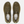Pair of olive green shoes with khaki accents against a white background.