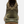 Back view of an olive green shoe with khaki accents against a white background.