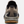 Back view of a light brown shoe with black and dark brown accents against a white background.