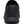 Back view of the heel of a black shoe against a white background.