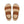 Pair of tan sandals with brown straps on a white background