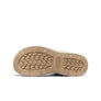 Close-up of a shoe sole with tread pattern on a white background