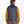 Back view of a person wearing a navy blue vest with an orange long sleeve shirt against a white background.