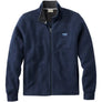 Navy blue zip up sweatshirt with an LL Bean logo patch on the front against a white background.