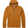 Orange hooded long-sleeve shirt with a zipper on a white background