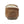 Back of a light brown shoe with white stitching against a white background.