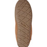 Bottom of a shoe that is light brown against a white background.