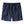 Navy blue shorts with a brand label on a white background