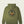 The back of an olive green hoodie that has a Marsh Wear logo on the back that has a yellow deer in it.