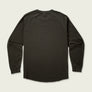 Back view of a black long sleeve shirt against a white background.