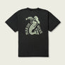 Vintage black shirt that has a mermaid holding a fish and says Marsh Wear around the mermaid against a light grey background.