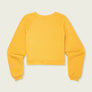 Mustard yellow cropped sweatshirt against a white background.