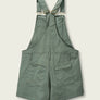 Green overalls on a light beige background