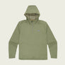 Green 1/4 zip pull over hoodie on a beige background