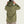 Person wearing a green ribbed hoodie from behind on a light beige background