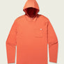 Orange hooded long-sleeve shirt on a light beige background