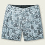 Camouflage-patterned shorts on a light gray background
