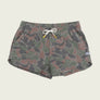 Camouflage shorts with a brand logo on a beige background