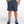 Person wearing navy shorts on a white background