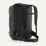Back view of a Black Backpack showing the straps and the waist strap against a white background.