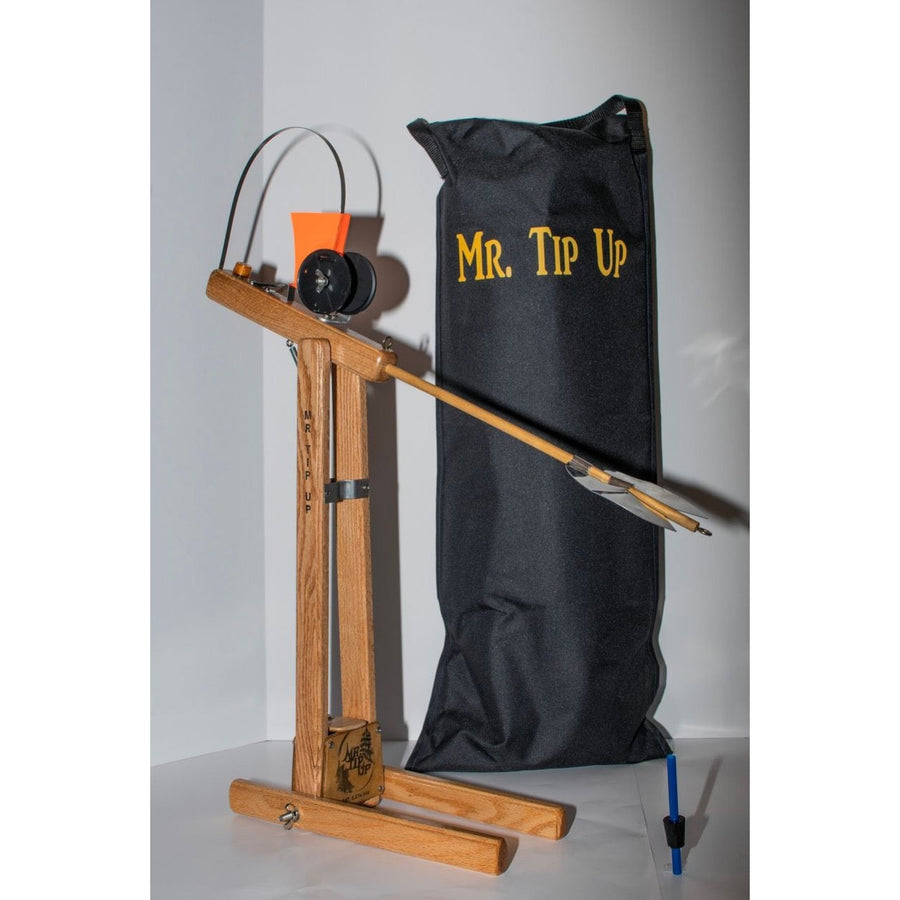 catch-on ice fishing tip up automatic jigging rod holder BIG RED" DOWN-TIP (Discontinued) Bullnose Products The rod is then removed from the holding tube and the fish can be brought in like usual. Vinyl Coated Tip Up Line