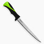 Fishing knife with a green and black handle on a white background