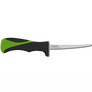 Fishing knife with green and black handle on a white background