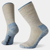 Pair of gray and blue socks on a white background