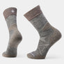 Light grey socks with pale brown accents against a white background.