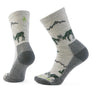Gray socks with green elk on a white background