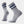 Light grey socks with navy blue, light blue and white accents.