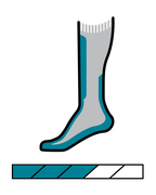 Teal and gray sock on a white background