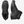 A pair of all black shoes with grey accents against a white background.