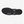 The sole of a shoe that is all black and has some red and grey accents against a white background.