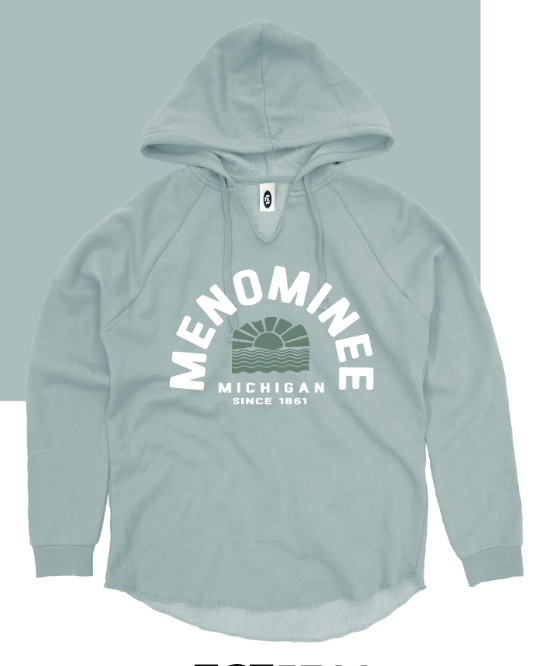 Menominee Michigan Springtime Felt Wave Wash Hoodie