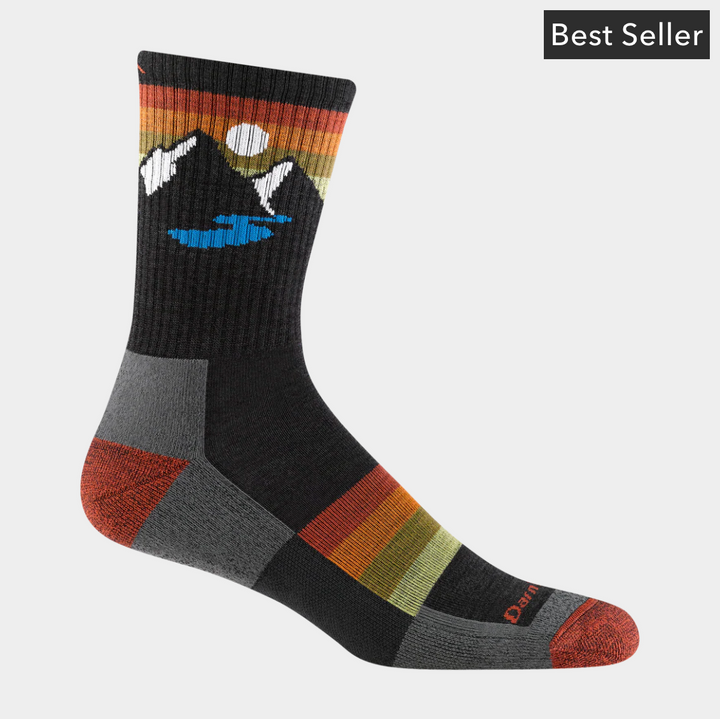Darn Tough Men's Sunset Ridge Micro Crew Lightweight Hiking Socks (1997) (Charcoal)