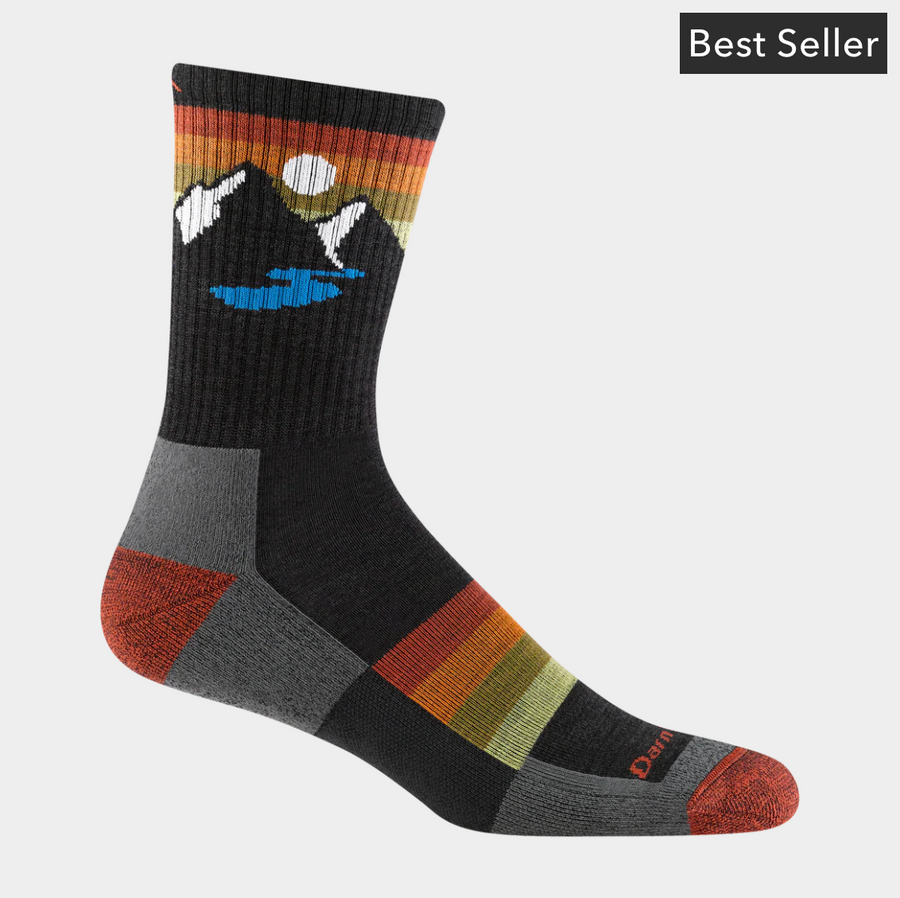 Darn Tough Men's Sunset Ridge Micro Crew Lightweight Hiking Socks (1997) (Charcoal)