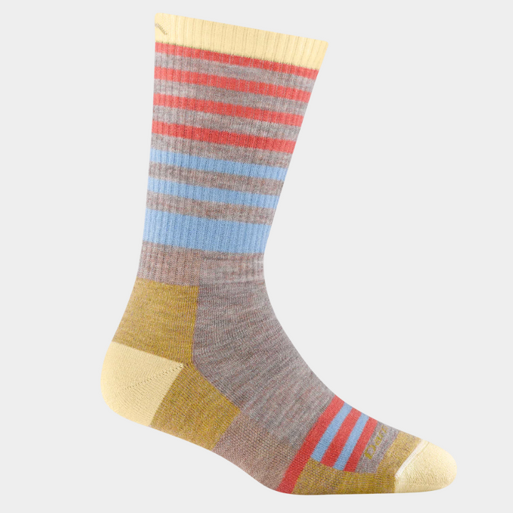 Colorful striped sock on a light gray background