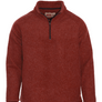 Red wool pullover with a zipper on a white background